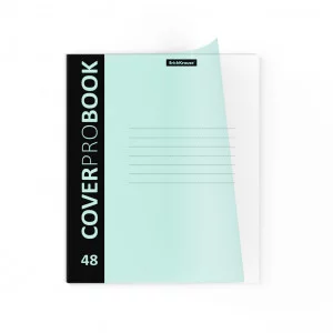 Тетрадь общая ученическая с пластиковой обложкой на скобе ErichKrause® CoverProBook Pastel, мятный, А5+, 48 листов, клетка 55233
