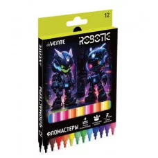 Фломастеры 12цв "Robotic" смываемые вент колп карт упак  DEVENTE 5081533 232406