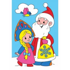 Холст мини 10х15 см по номерам. Дед Мороз и девочка (Арт. Х-5912)