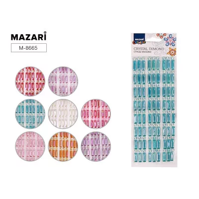 Стразы-наклейки акриловые АССОРТИ-11, 21*7,5 см, 8 дизайнов, ОПП-упаковка с европодвесом M-8665