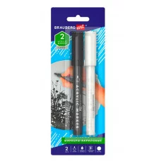 Маркеры акриловые для рисования и хобби BRAUBERG ART CLASSIC, НАБОР 2 цв., ЧЁРНЫЙ/БЕЛЫЙ, 2 мм, 152148