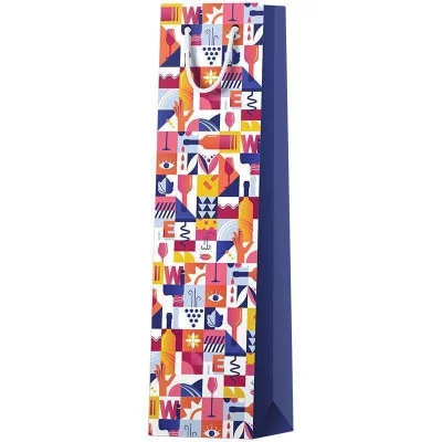 Пакет подарочный 1шт 12*36*8,5см ArtSpace "Wine chaos", ламинированный, под бутылку 322262