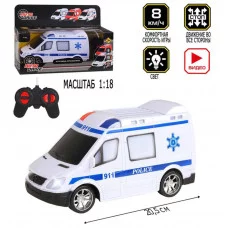 AUTODRIVE Р/У Машинка "Полиция", 1:18, 4 канала, свет, цвет белый, в/к, 28*11*19,2см JB1167975
