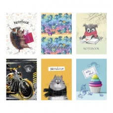 Блокнот МАЛЫЙ ФОРМАТ 75x105 мм А7, 40 л. гребень, фольга, TWIN лак, клетка, МИКС 5 6 видов 099104 114345