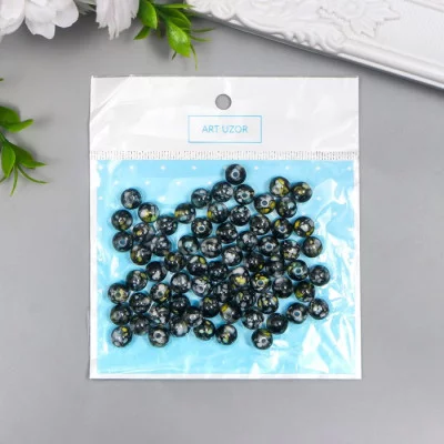 Набор бусин для творчества пластик "Мраморные. Чёрный" d=0,8 см набор 20 гр 7490017