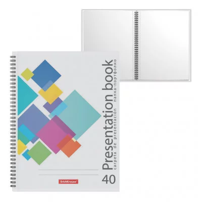 Папка-портфолио пластиковая ErichKrause® Flying Rhombs, c 40 карманами, A4  53395