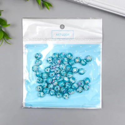 Набор бусин для творчества пластик "Мраморные. Голубой" d=0,8 см набор 20 гр 7490026