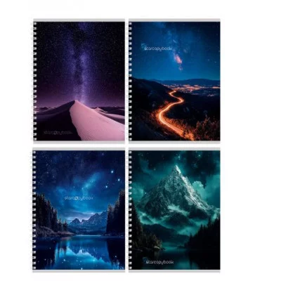 Тетрадь КЛЕТКА А5 80л. ЯРКОЕ ЗВЁЗДНОЕ НЕБО (Т80-4883) гребень, цвет.мелов.обложка, двойная обложка Т80-4883