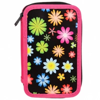 Пенал 3-секц. ЦВЕТЫ черный (ПН-2466) 190х115, гладь ПН-2466