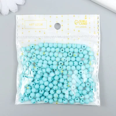Бусины пластик "Голубая вода" глянец набор 25 гр d=0,6 см   9424537