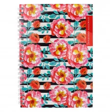 Записная книга на гребне А5 80л., АКВАРЕЛЬНЫЕ ЦВЕТЫ И ПОЛОСКИ (К80-5913) (7БЦ, на гребне, глянц.лам) К80-5913