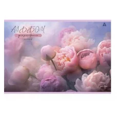Альбом для рисования А4 40л., Alingar, на скрепке, мелованный картон (стандарт), 100 г/м2,  "Нежные цветы" AL13157