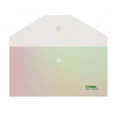 Папка-конверт на кнопке СТАММ "Сияние" С6, 180мкм, пластик, непрозрачная, белый 377057