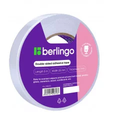 Клейкая лента двусторонняя Berlingo, 25мм*8м, на вспененной основе, 1мм 268412