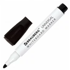 Маркер стираемый на магните со стирателем для белой доски ЧЕРНЫЙ, BRAUBERG "UNIVERSAL", 3 мм, 152490