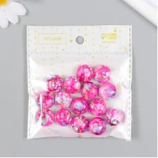 Бусины для творчества пластик "Мраморные. Фуксия" набор 15 шт 1,7х1,7х1 см   9285323