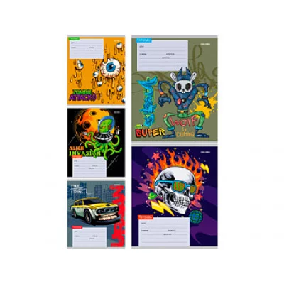 Тетрадь КЛЕТКА 24л. БЕЗУМНЫЙ МИКС (24-0264) цвет.мелов.обл.. ТК2961