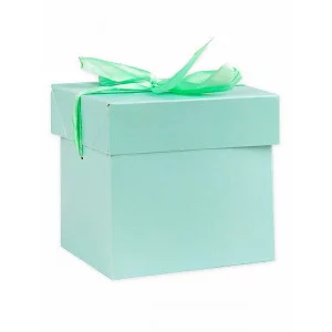 Коробка складная Классика,бирюзовый 15х15х15 см, с лентой ПП-5379