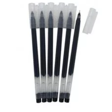 Ручка гелевая черная DC-82 0,5мм, игольчатый стержень, прозрачный круглый корпус 328815