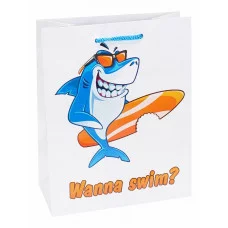 Пакет подарочный с глянцевой ламинацией 18x23x10 см  (M) Стильная акула, 157 г ПКП-6352