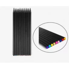 Карандаш чернографитный НВ корпус черный с рисунком заточенный со стразой из акрила МИКС 3567748