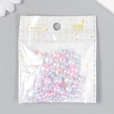 Бусины для творчества пластик "Круглые. Градиент. Русалка сирень" d=3-8 мм, набор 10 гр   7459571