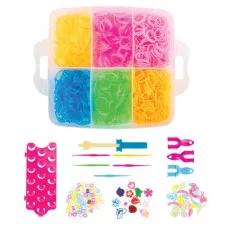 Набор резинок для плетения украшений 3 000 шт., 15 цветов, бокс, бусины, станок, BAMBOX (БАМБОКС), 665976