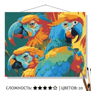 Картина по номерам на холсте 50х40 "Попугаи Ара" Знайленд КН5040109