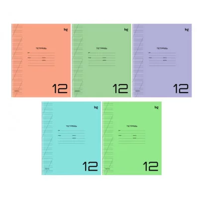 Тетрадь 12л., косая линия BG "UniTone. MIX", пластиковая обложка 382226