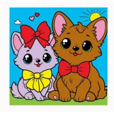 Холст с красками 15х15 см. Пушистые друзья ХК-0429
