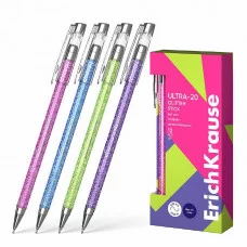 Ручка шариковая ErichKrause ULTRA-20 Stick Glitter 0.7, Super Glide Technology, цвет чернил синий 1шт 61032