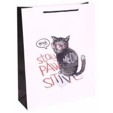 Dream cards Пакет подарочный с мат. лам. 26х32х10 см (L) Послушный котик, 210 г ППК-5395