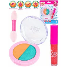 Набор детской косметики "Модная девчонка" (тени, блеск, апплик., цвет-микс) ( Арт. КС-5231)