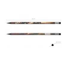 Чернографитный карандаш пластиковый ErichKrause Road Beast трехгранный с ластиком НВ  62770