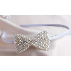 Ободок для волос "Бланш" бант 0,5см белый 4559625