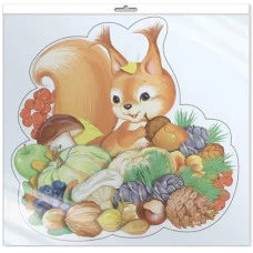 ФМ1-12872 Плакат вырубной А4. Белочка в дарах осени / Сфера 4+1 4650118151987
