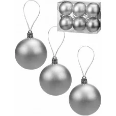 Набор новогодних матовых ёлочных шаров "Серебряный бархат" 6 см (6 шт.) НУ-6986