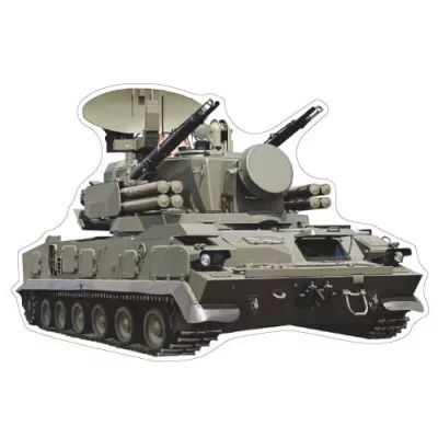 Плакат вырубной А3. Военная техника. ЗРПК Тунгуска-М1 . Двухсторонний - группа техника 00-00018685 Ф-15754 4630112041323