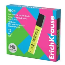 Грифели ErichKrause Neon для механических карандашей 0.5 мм, HB 63597