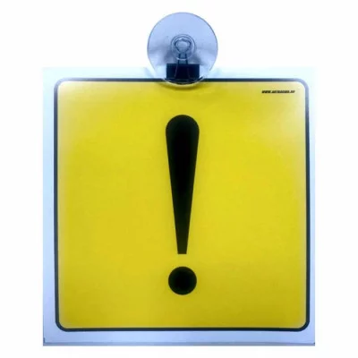 Автознак "Начинающий водитель", на присоске, восклицательный знак, пластик, 17 х 16 см 6970052