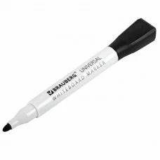 Маркер стираемый на магните со стирателем для белой доски ЧЕРНЫЙ, BRAUBERG "UNIVERSAL", 3 мм, 152490