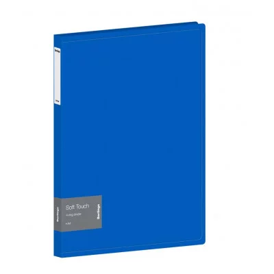 Папка на 4 кольцах Berlingo "Soft Touch", 24мм, 700мкм, синяя, D-кольца, с внутр. карманом 338221