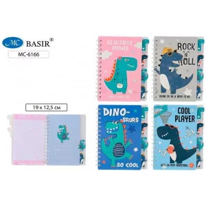 Блокнот детский DINO яркая обложка 7-БЦ с рисунком ассорти, фигурными разделителями, двойная МС-6166