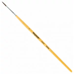 Кисть ПИФАГОР, ПОНИ, круглая, № 1, деревянная лакированная ручка, с колпачком, 200830