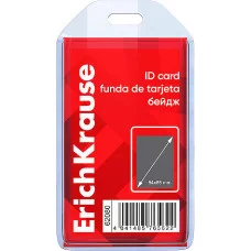Бейдж вертикальный в комплекте с лентой ErichKrause размер вставки 54х85 мм, прозрачный, цвет ленты ассорти, 62080