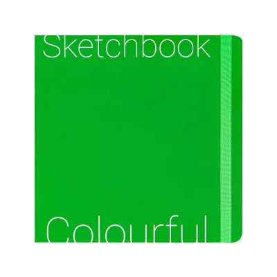 Скетчбук Colorful Green 200х200мм (7БЦ,soft touch,блок 72л:цветной120г,крафт78г С72-9045