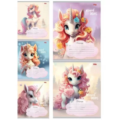 Тетрадь КЛЕТКА 12л. КРАСИВЫЕ ЕДИНОРОЖКИ (12-8822) цвет. мелов.обл. 12-8822