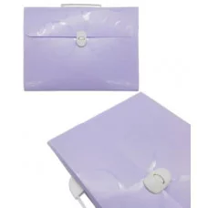 Папка портфель 12 отд. DD-205 Сиреневый пластиковый с узором, с застежкой и ручкой 329301