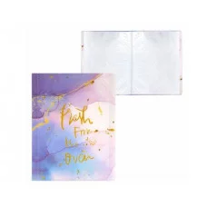 Папка с 20 вкладышами Alingar А4 310х235 мм пластик 400 мкм мраморный дизайн с надписью "Fresh" сиреневый 1шт AL12804/3