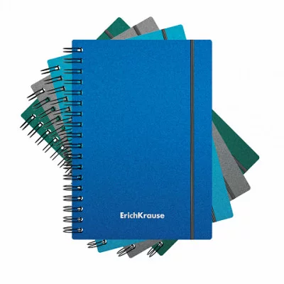 Блокнот А6 80л клетка/спираль пластик Ice Metallic резинка ERICH KRAUSE 50166 223139